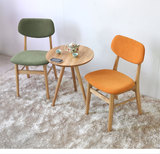 水曲柳实木餐椅休闲椅咖啡椅宜家洽谈椅现代简约皮布餐椅包邮