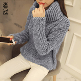 2016秋季新款韩版高领长袖宽松短款套头针织衫毛衣保暖外套女装潮