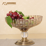欧式奢华玻璃水晶果盘 家居客厅茶几餐桌装饰品摆件 实用大水果盘