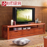 心柏美国红橡木电视柜组合全实木简约地柜储物柜现代中式电视墙柜
