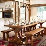 全实木餐桌椅子组合现代简约复古定制休闲办工桌长方形饭桌茶几