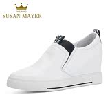 Susan Mayer2016秋季新款女鞋 内增高休闲鞋女小白鞋真皮圆头套脚