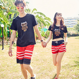韩版新款2016情侣短袖T恤度假蜜月沙滩装短裤套装海边男女夏装潮