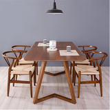 北欧进口白蜡全实木餐桌椅组合4/6人宜家风格简约现代长方形饭桌