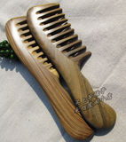正品天然绿檀木梳子 防静电防脱发 梳卷发顺发 直发木头宽齿 特价