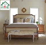 美式实木床1.8米公主床现代复古做旧双人床1.5北欧简约卧室家具