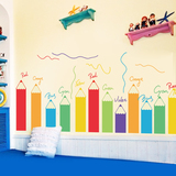 卡通卧室儿童房装饰墙贴纸可爱幼儿园走廊彩色铅笔墙角踢脚线贴画