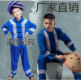 儿童演出服装少数民族男童服装葫芦丝舞台表演服苗族傣族舞蹈服装