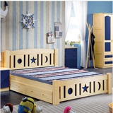 儿童床实木男孩女孩单人家具套房组合 1.2米1.5松木储物田园衣柜