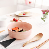 日式马卡龙纯色陶瓷泡面碗  带盖密封圆形微波炉饭盒 保鲜碗