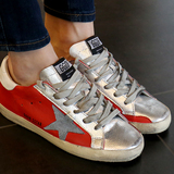 韩国代购GoldenGoose/GGDB意大利红色银色做旧拼色星星鞋男女板鞋