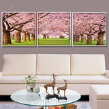 风景画浪漫樱花 日式酒店别墅卧室客厅沙发背景墙挂画 现代装饰画