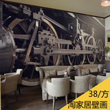 3d欧式复古火车墙纸做旧工业汽车大型壁画餐厅酒吧咖啡火锅店壁纸