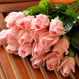 PU玫瑰仿真花 家居装饰假花束 欧式套装餐桌花 客厅摆件花艺婚庆