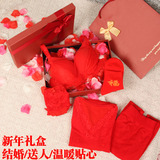 668礼盒-新年礼盒结婚礼物送闺蜜老婆大红色文胸内裤秋衣套装包邮