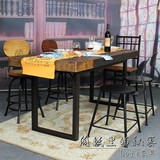 Loft美式复古铁艺实木餐桌椅 饭桌 餐厅咖啡桌椅家具长桌电脑桌