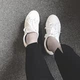 U.VN/2016 SS 开模定制 升级版真皮女运动系带板鞋平底小白鞋