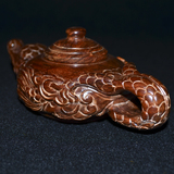 老物件越南回流黄花梨茶壶精雕团龙文玩茶趣雕刻线条柔美年代不详