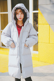 韩国2015冬新款女装BF宽松加厚大码棉衣中长款带帽拉链棉服外套