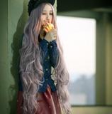 原宿cosplay假发女生长卷发香芋紫色加长cos假头发套1米长发jiafa