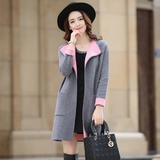 2015冬季新款貂毛开衫外套加厚毛衣女式韩版中长款双面水貂绒大衣