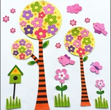幼儿园教室环境布置装饰材料大型泡沫立体墙贴画大树花朵小鸟特价