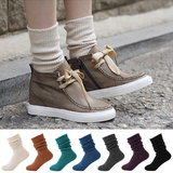 k'sox韩国正品女袜子针织粗棉线加厚保暖森系纯色高筒堆堆袜长袜