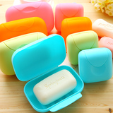 娜小屋 创意家居 迷你便携糖果色香皂盒 塑料密封带盖旅行肥皂盒