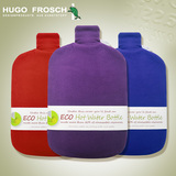 德国HUGO生态热水袋原装绒布外套充水注水暖水袋2L大号暖手宝包邮