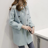 2015冬装新款韩版显瘦茧型毛呢外套中长款宽松大码羊毛呢子大衣女