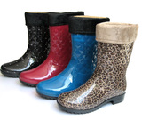 2015冬季可拆鞋套女士夹棉两用雨鞋时尚保暖中筒雨靴时装靴子水鞋