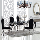 餐桌长方形大理石餐桌椅组合不锈钢餐桌简约田园别墅欧式型