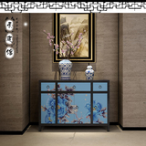 新中式餐边柜实木现代印花储物柜禅意样板房门厅玄关柜装饰家具