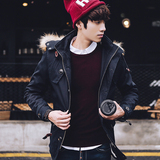 冬季新品男士棉衣服外套韩版青年保暖连帽棉袄修身学生男装中长款