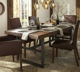 北欧欧式小户型多人实木餐桌椅组合复古铁艺会议桌简约现代办公桌