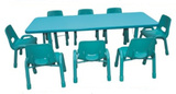 特价幼儿园桌椅/豪华防火板升降八人长方桌塑料桌早教中心设备