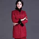 2015新款中国风改良复古中长款唐装女士冬装夹棉外套旗袍上衣长袖