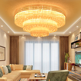 大气欧式水晶灯遥控圆形客厅吸顶灯传统金色卧室工程led蛋糕灯具