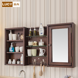 卫浴美式乡村浴室镜柜橡木镜箱置物柜卫生间镜子带置物架