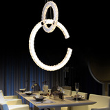 led水晶吊灯圆形现代简约不锈钢环形客厅餐厅大厅楼梯过道吊灯具