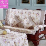 捷薇 新品韩式清新花边实木沙发垫带靠背加厚高密度海绵连体坐垫