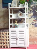 简约包邮现代式白色上漆四层百叶门两开门收纳柜置物架实木书柜