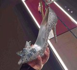 欧美大牌超美名媛气质灰姑娘玻璃水晶鞋高跟鞋