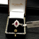 HENRRISON欧美古董珠宝首饰 天然红宝石钻石 铂金戒指D-R72J0016