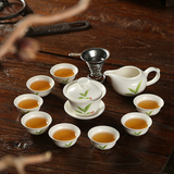森典 白瓷泡茶茶具套装家用10件套整套功夫茶具 陶瓷礼品瓷器特价