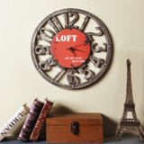 欧美式简约圆形家用挂钟北欧时钟钟表客厅艺术装饰壁钟工业风大号