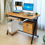 笔记本电脑桌简约现代台式桌家用办公桌简易书桌带书架组合写字台