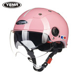 野马332夏季双镜片防紫外线摩托车安全帽 男女电动车头盔哈雷半盔