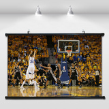 NBA勇士队三分王斯蒂芬·库里投篮高清装饰画篮球海报房间布挂画
