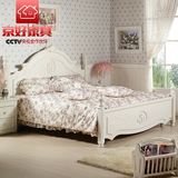 京好实木橡木床现代简约双人大床 时尚公主床卧室家具F101无床垫